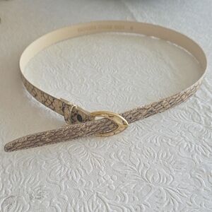Cream & Brown Genuine Snake Skin Belt